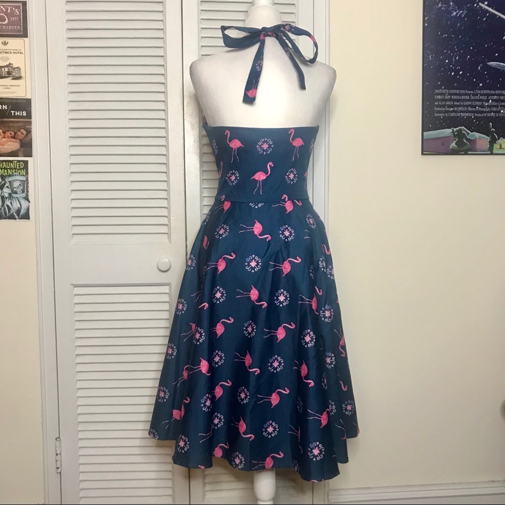NWT Miss Lulo Flamingo Halter Dress - Picture 8 of 8